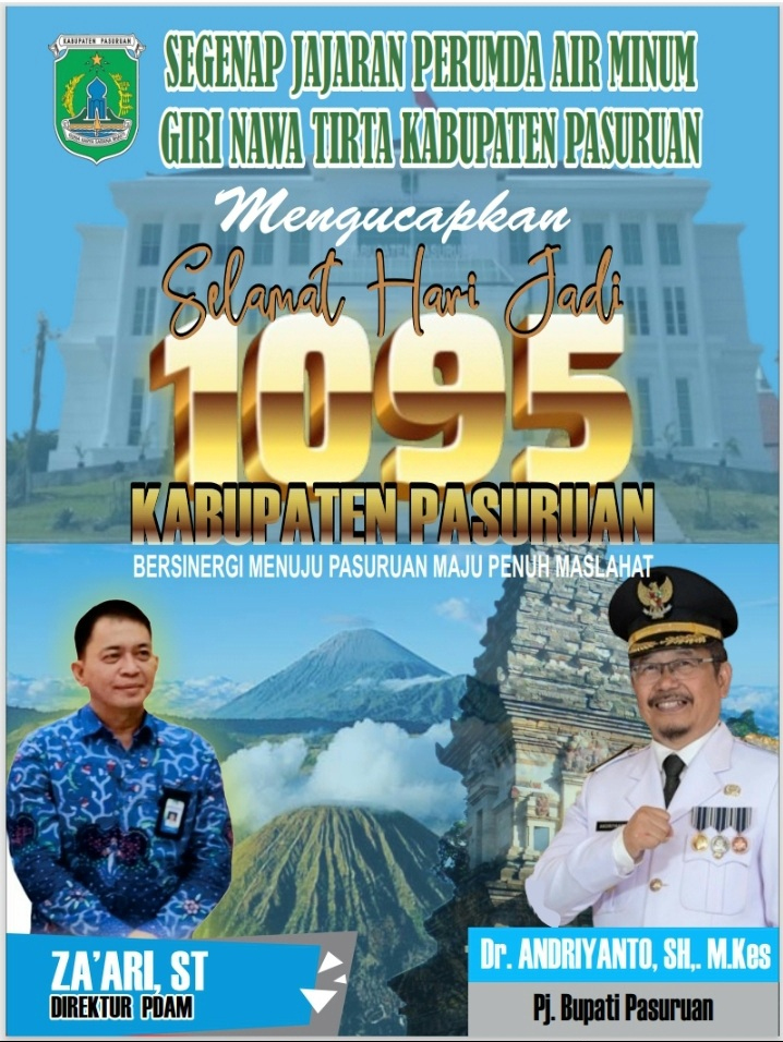 UCAPAN SELAMAT HARI JADI 1095 KAB PASURUAN, PERUMDA AIR MINUM GIRI NAWA TIRTA KABUPATEN&nbsp;PASURUAN